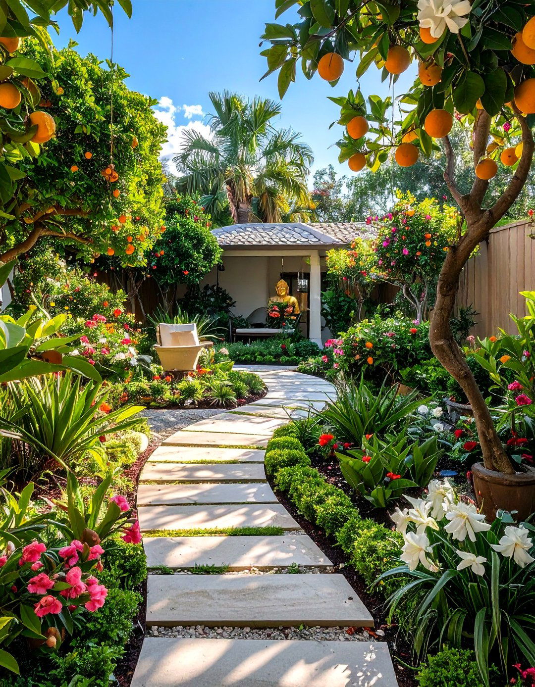 Tropical Meditation Garden Sanctuary - 30 Florida Backyard Ideas for a Tropical Oasis