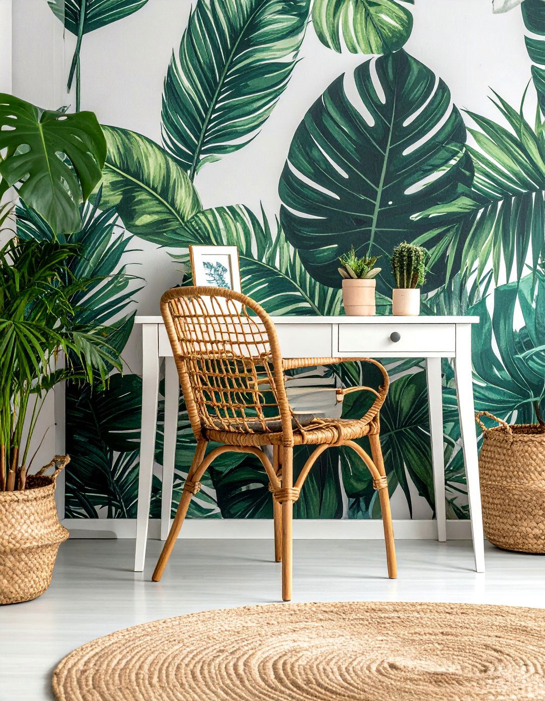 Tropical Motifs in a Modern Eclectic Home Office - 25 Eclectic Home Office Ideas for Creative Workspaces