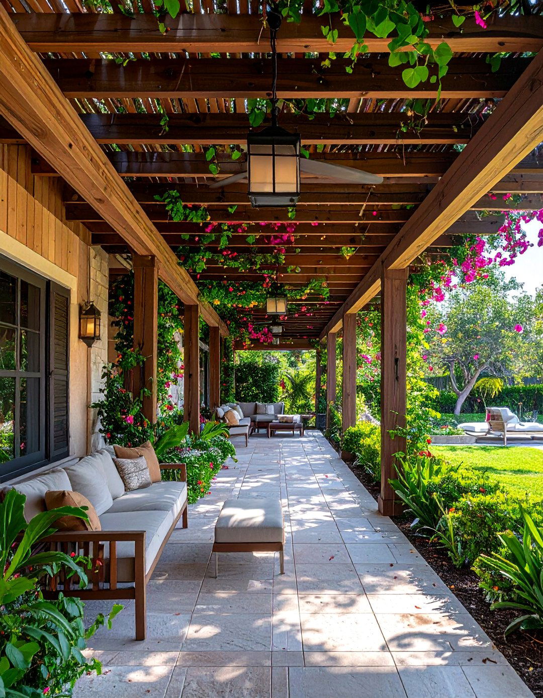 Tropical Pergola Garden Corridor - 30 Florida Backyard Ideas for a Tropical Oasis