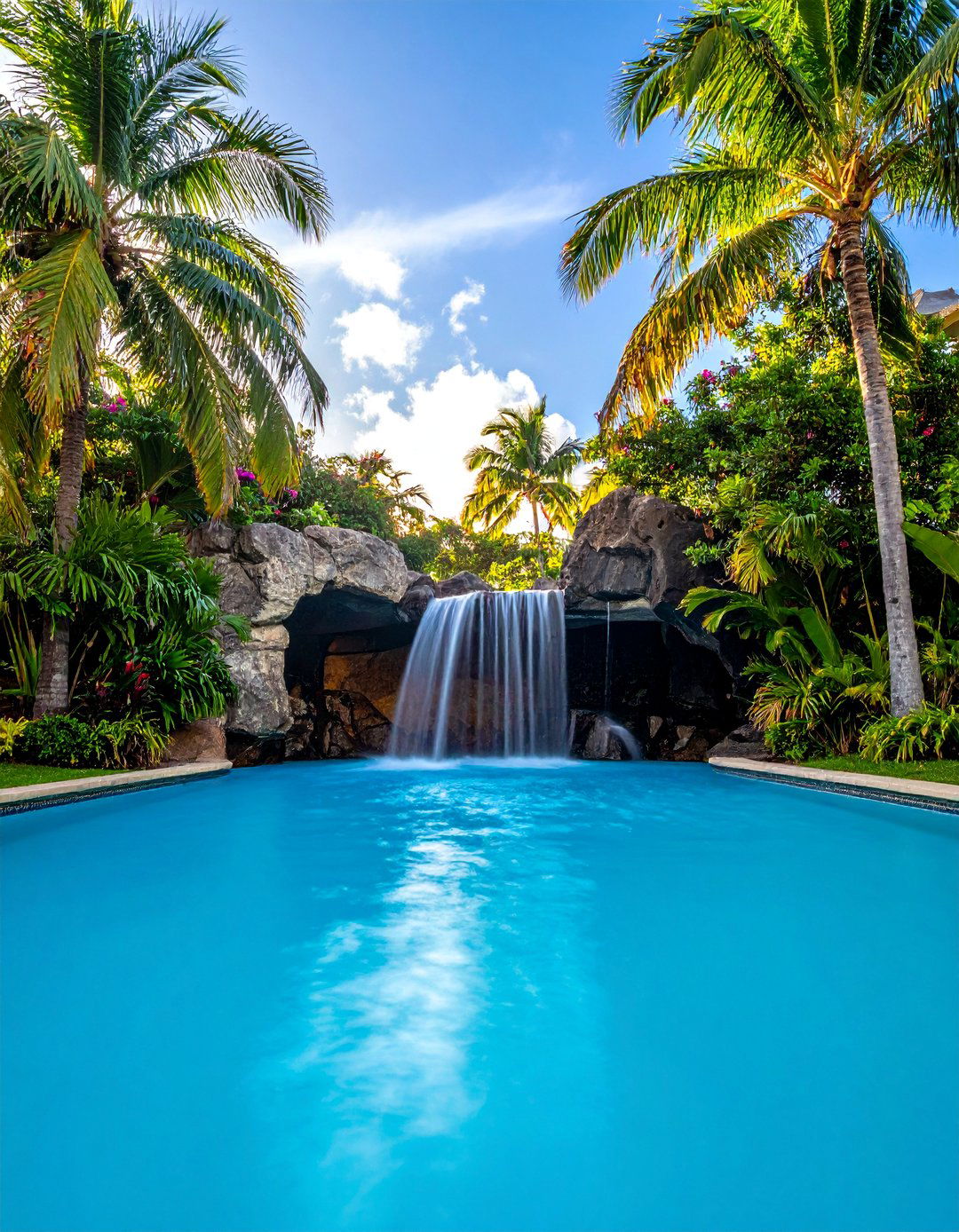 Tropical Pool with Waterfall Grotto - 30 Luxury Swimming Pool Design Ideas for Your Backyard
