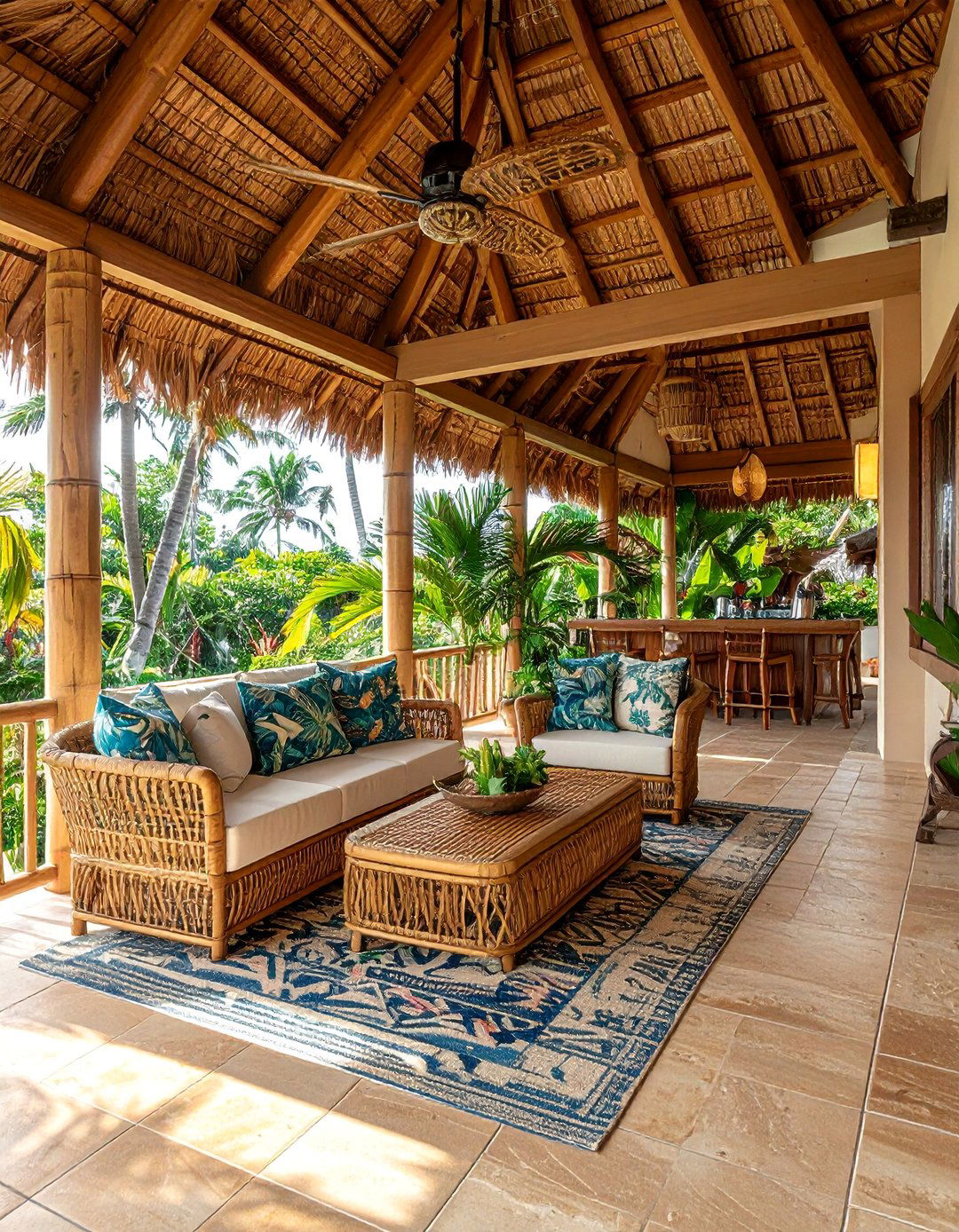 Tropical Resort Lanai - 35 Three Season Porch Ideas for Year-Round Comfort
