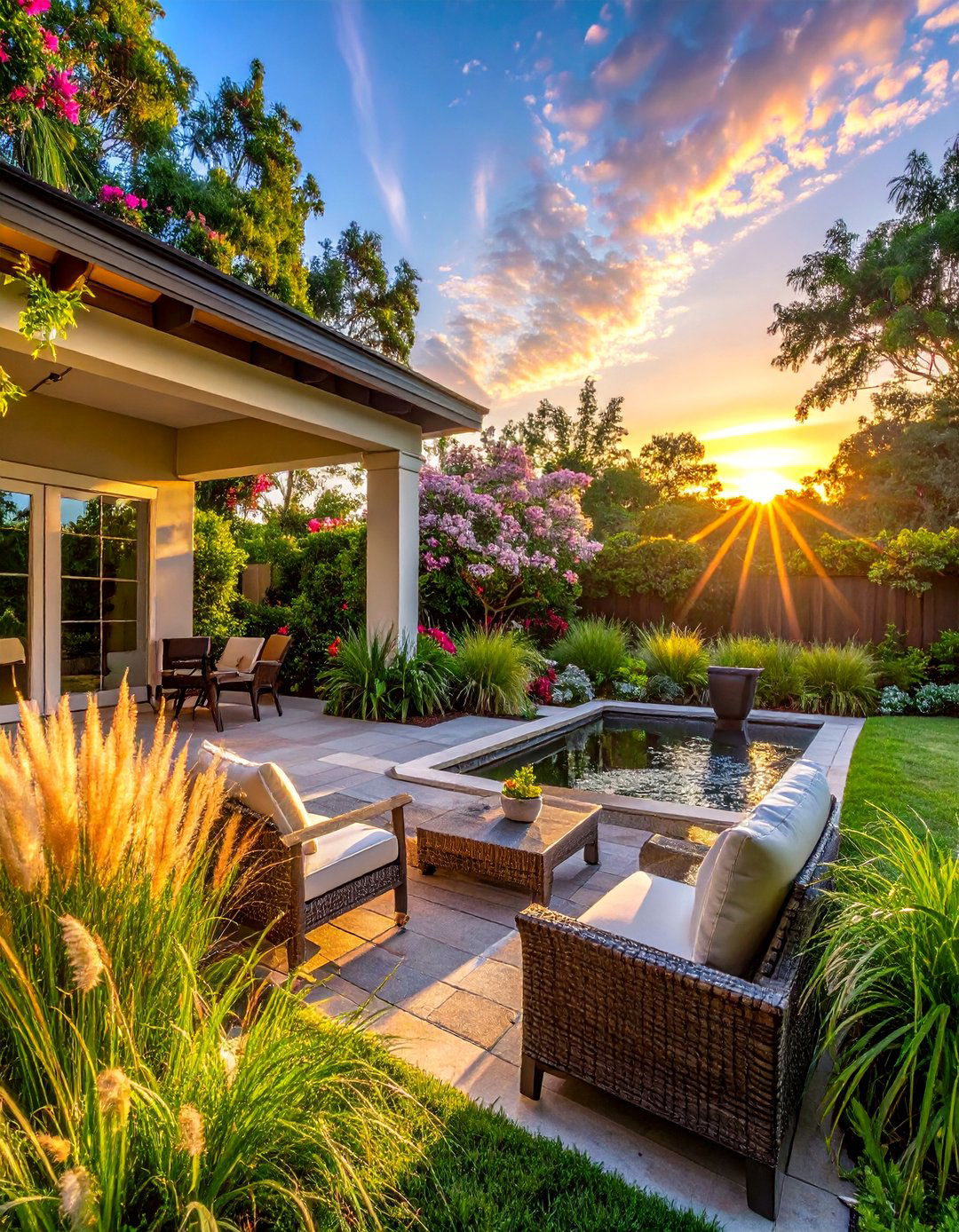 Tropical Sunrise Garden Morning Retreat - 30 Florida Backyard Ideas for a Tropical Oasis