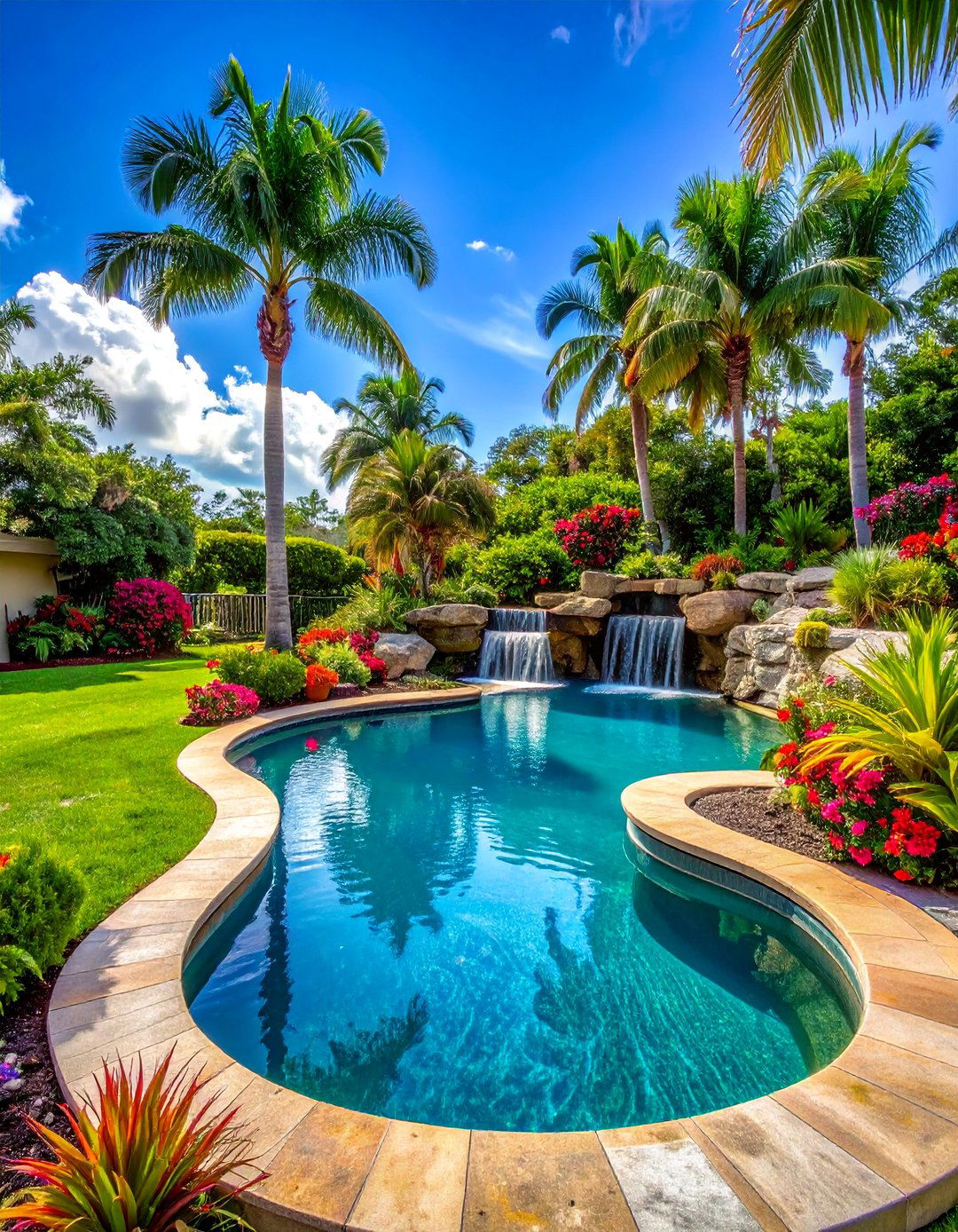 Tropical Swimming Pool Lagoon Design - 30 Florida Backyard Ideas for a Tropical Oasis