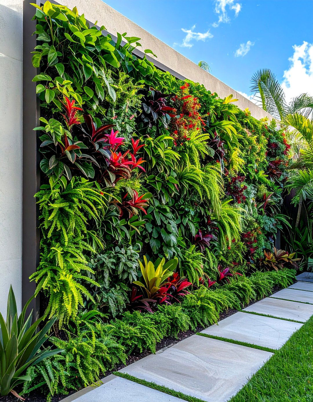 Tropical Vertical Garden Living Wall - 30 Florida Backyard Ideas for a Tropical Oasis