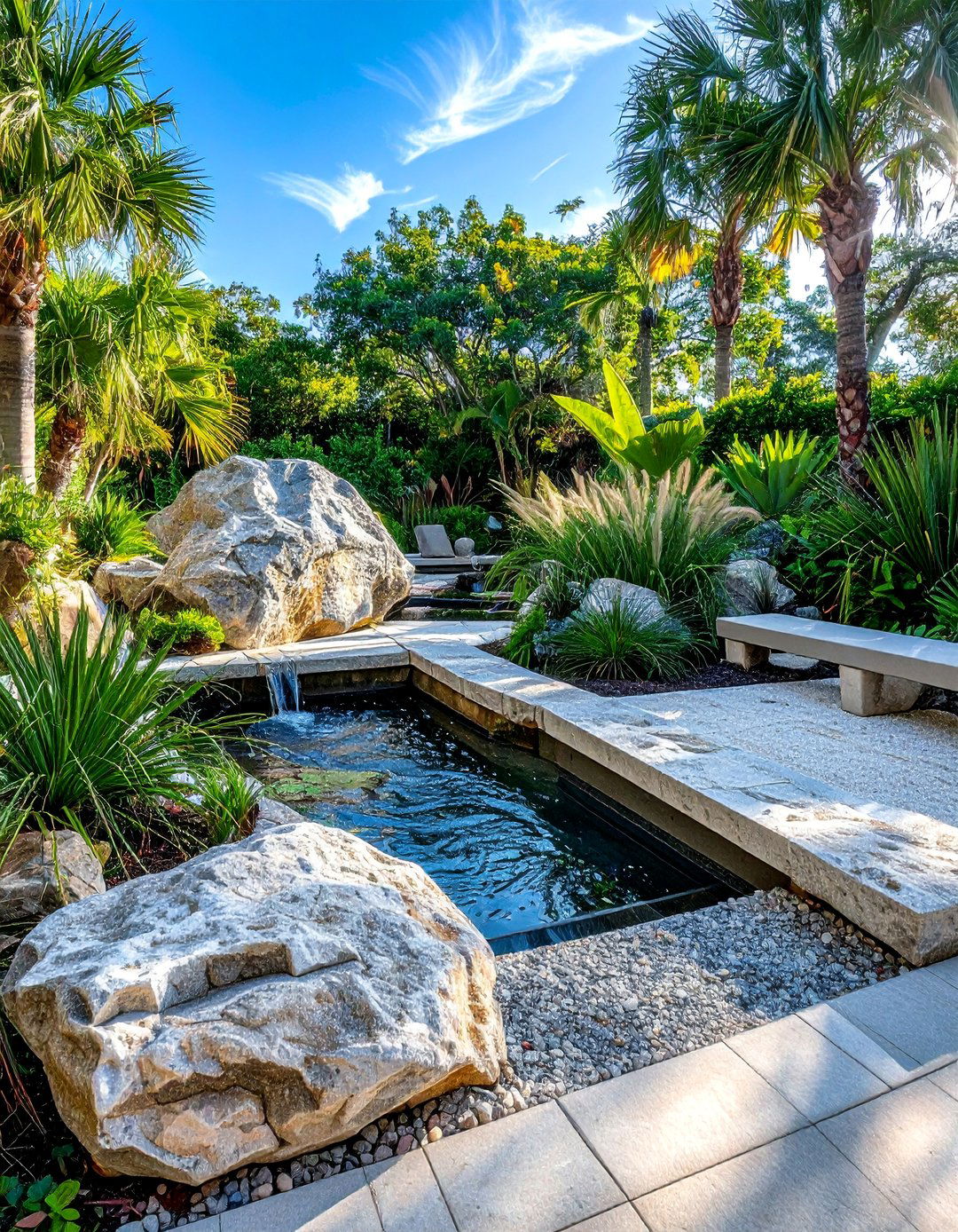 Tropical Zen Rock Garden Sanctuary - 30 Florida Backyard Ideas for a Tropical Oasis