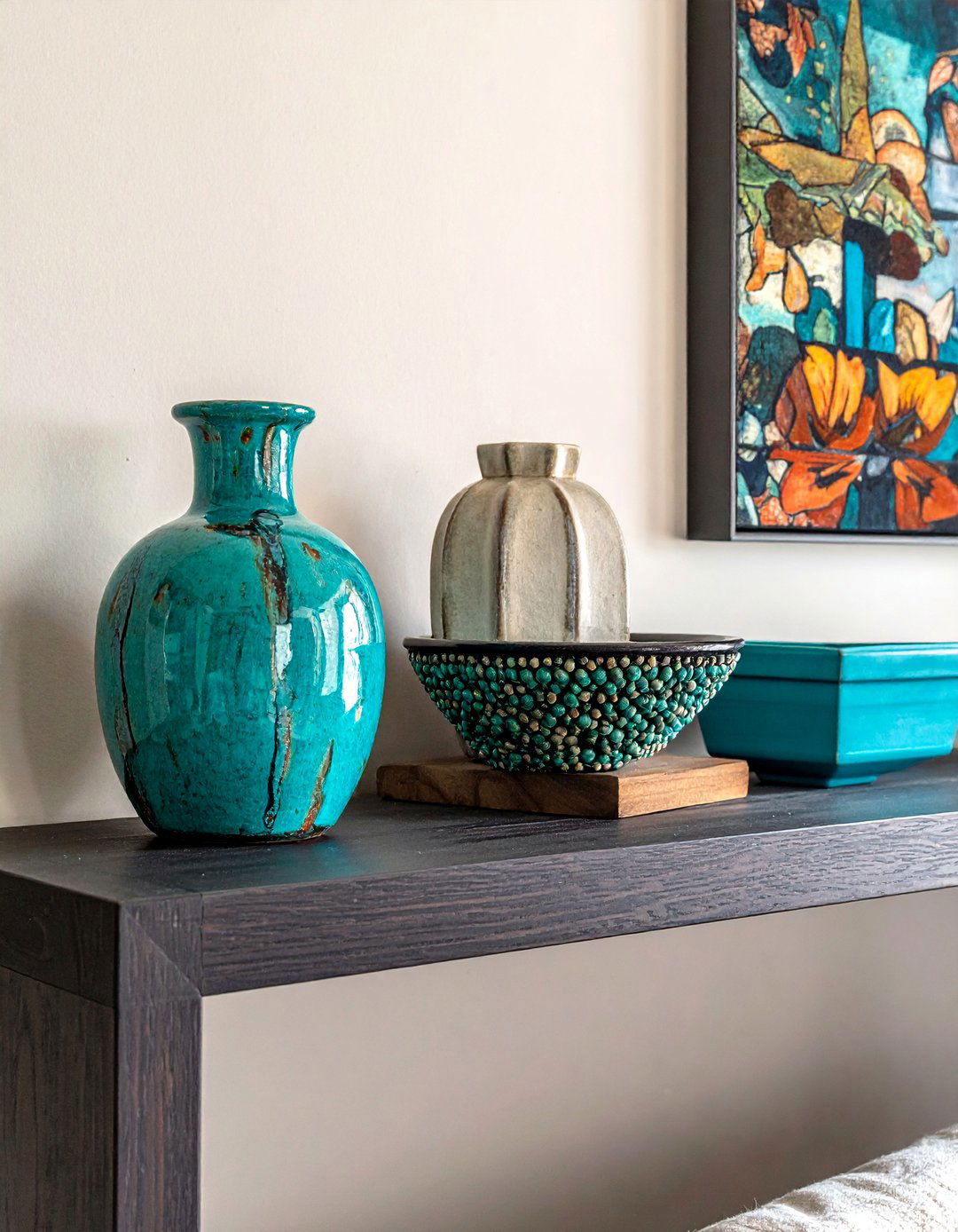 Turquoise Accent Southwestern Living Room - 25 Southwestern Living Room Ideas for a Cozy Retreat