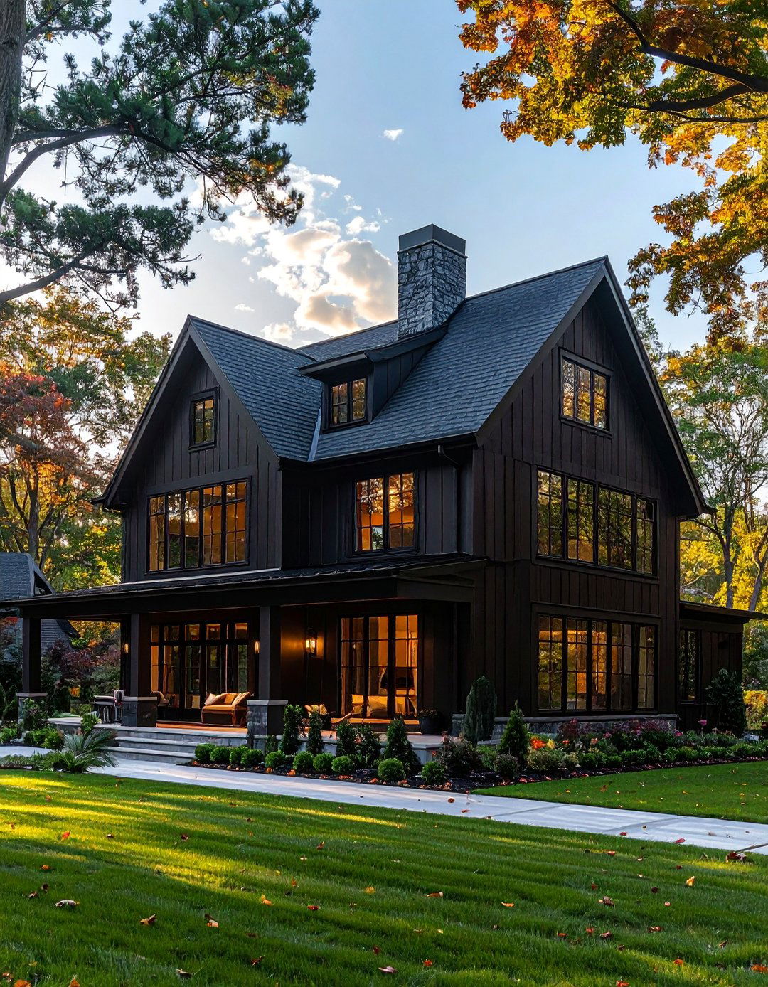 Two Story Gabled Structure - 40 Black Modern Farmhouse Exterior Design Ideas for a Sleek Look