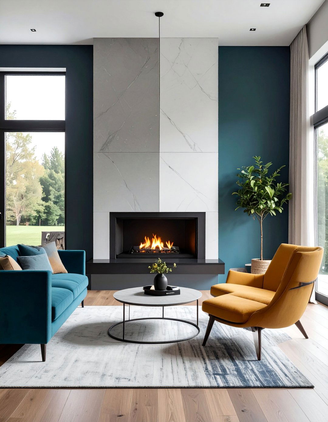 Two Tone Color Combinations - 40 Modern Fireplace Ideas to Warm Up Your Home