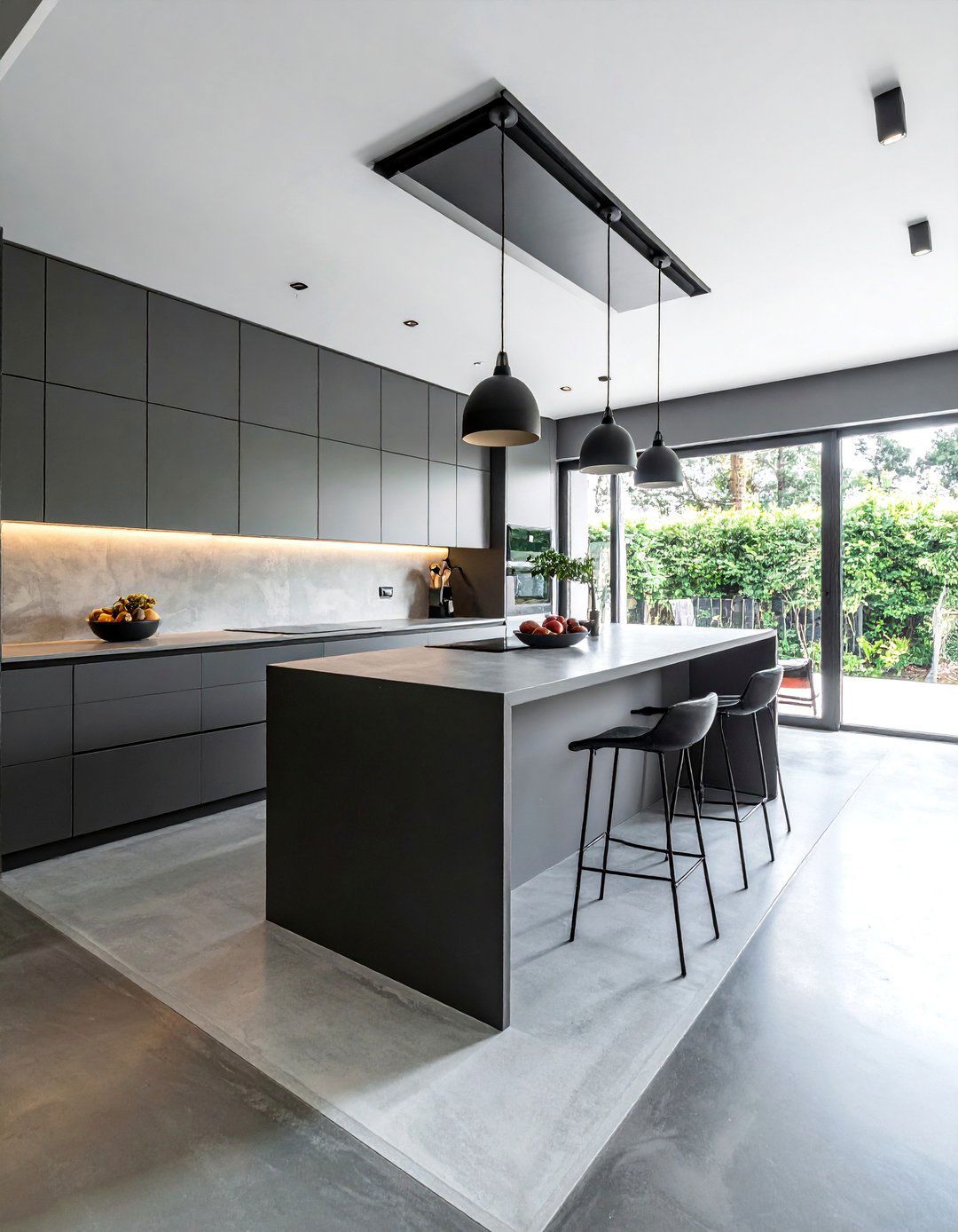 Two Tone Concrete Floor Kitchen for a Geometric Look - 25 Concrete Floor Kitchen Ideas for a Sleek Look
