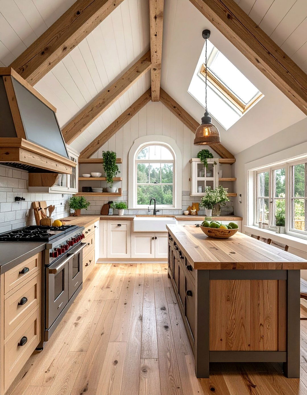 Two Tone Cottage Kitchen - 20 Sloped Ceiling Kitchen Ideas to Maximize Space