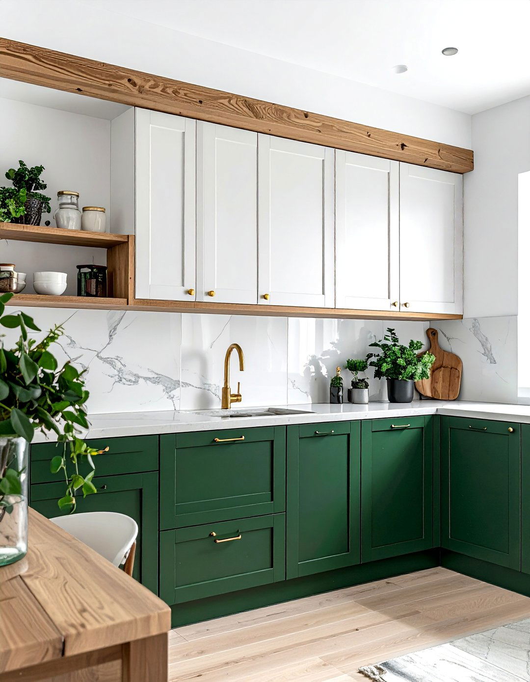 Two Tone Dark Green and White Kitchen Cabinets - 40 Dark Green Kitchen Ideas for a Bold and Stylish Look