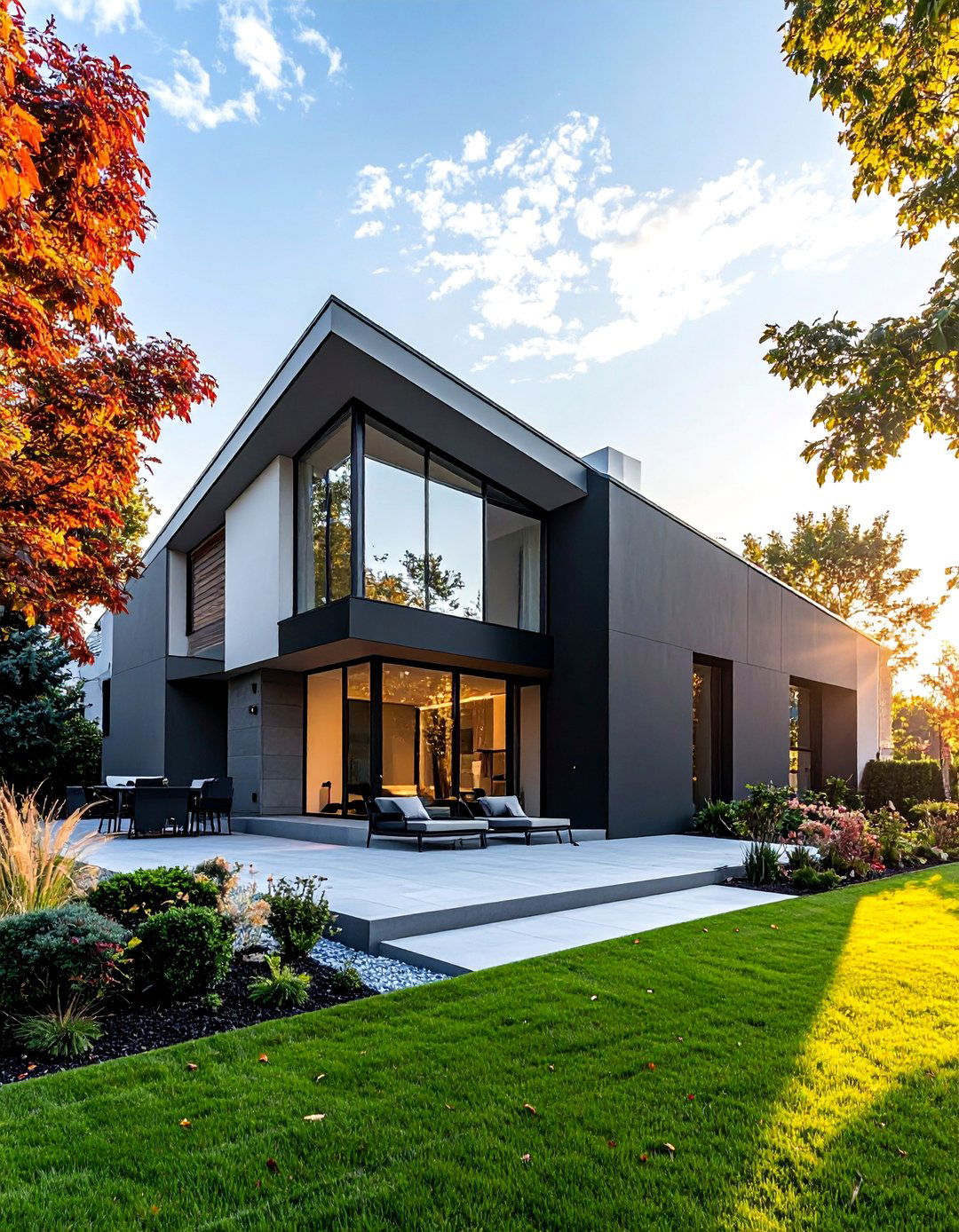 Two Tone Gray Color Blocking - 40 Gray Exterior House Paint Ideas for Modern Homes