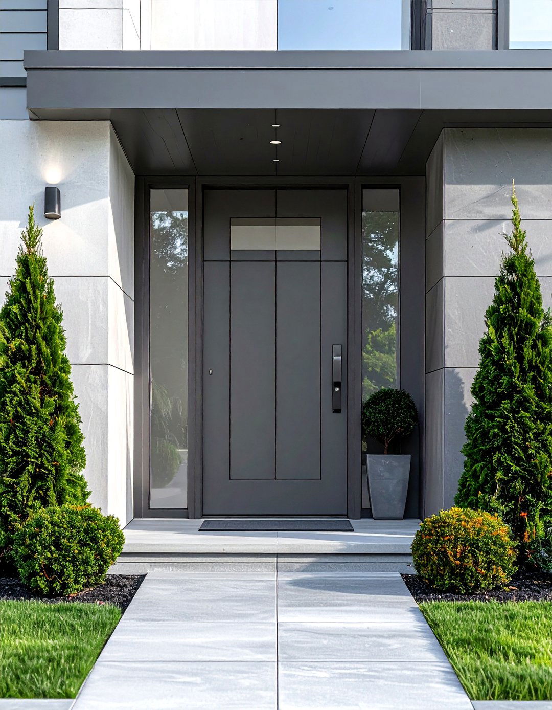 Two Tone Grey Front Door Design - 25 Grey Front Door Ideas for a Stylish Entrance