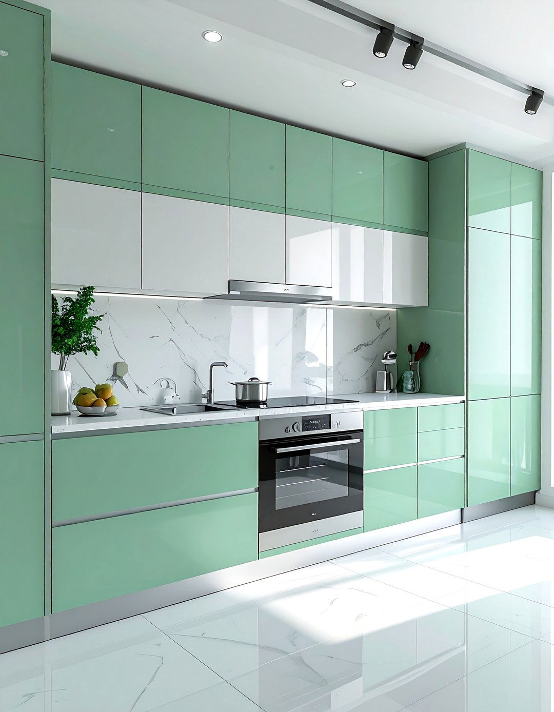Two Tone Mint Green and White Cabinets - 30 Mint Green Kitchen Ideas for a Fresh Look