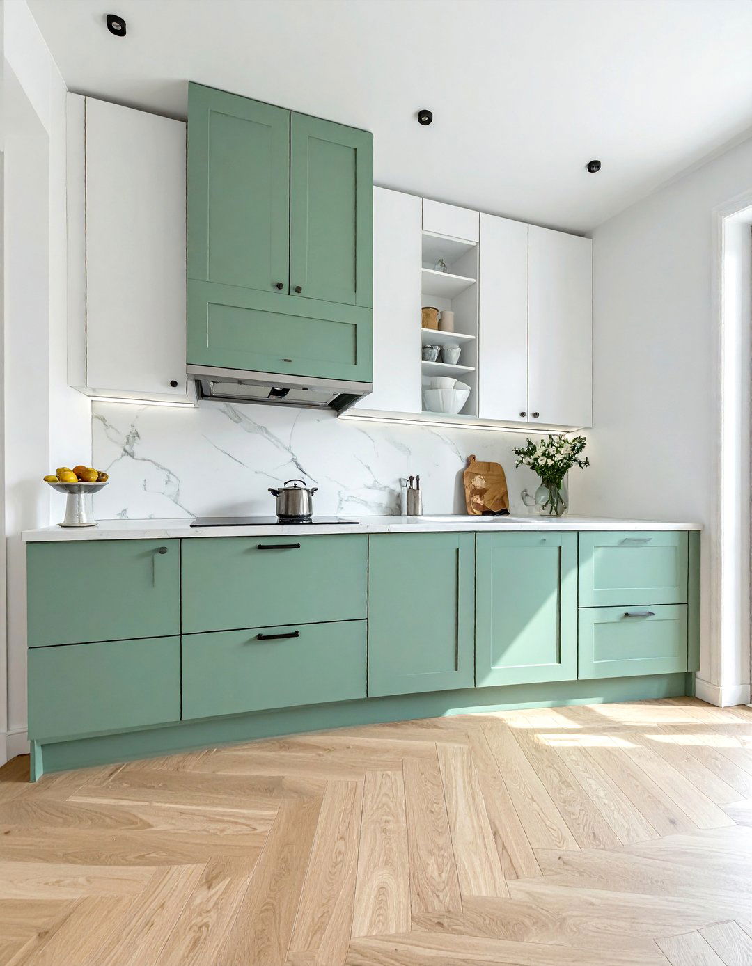 Two Tone Seafoam Green Kitchen Cabinetry - 15 Seafoam Green Kitchen Ideas for a Fresh Look