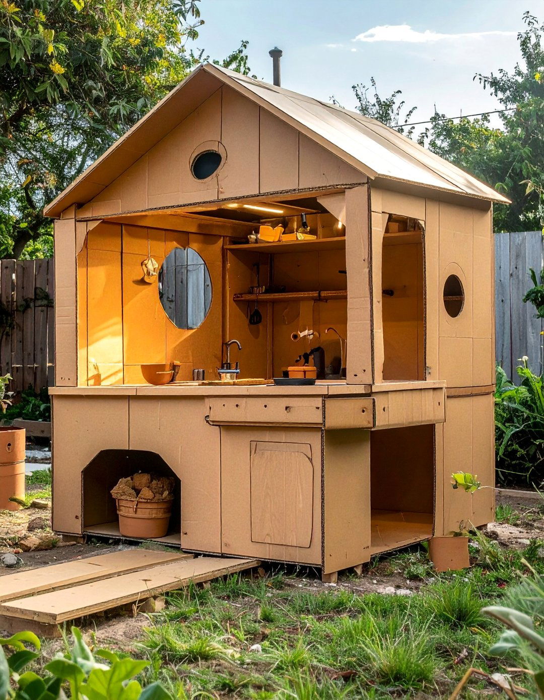 Ultra Budget Cardboard Prototype - 20 Mud Kitchen Ideas for Outdoor Play Fun