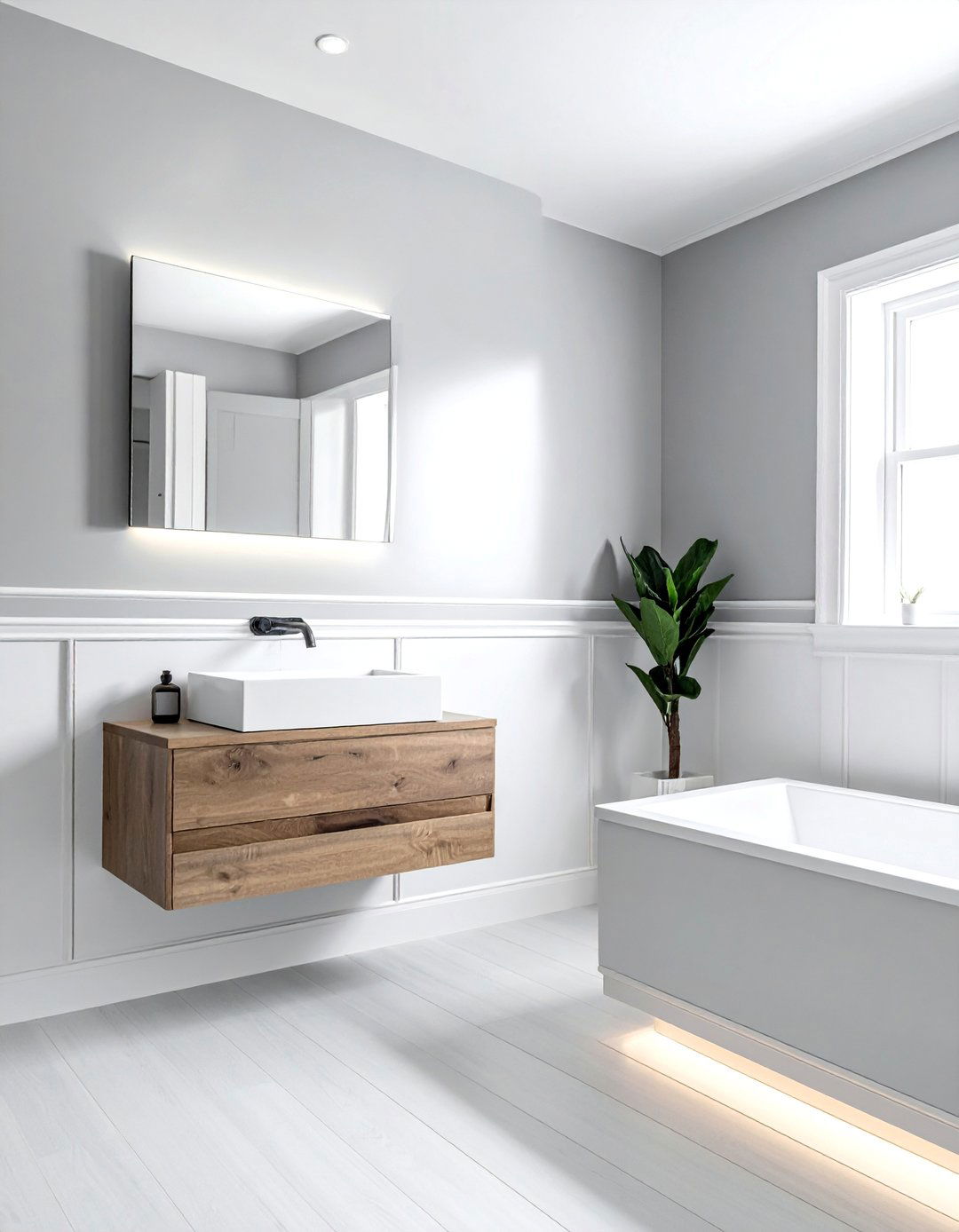 Ultra Minimalist Powder Room Wainscoting - 25 Powder Room Wainscoting Ideas for a Stylish Bathroom