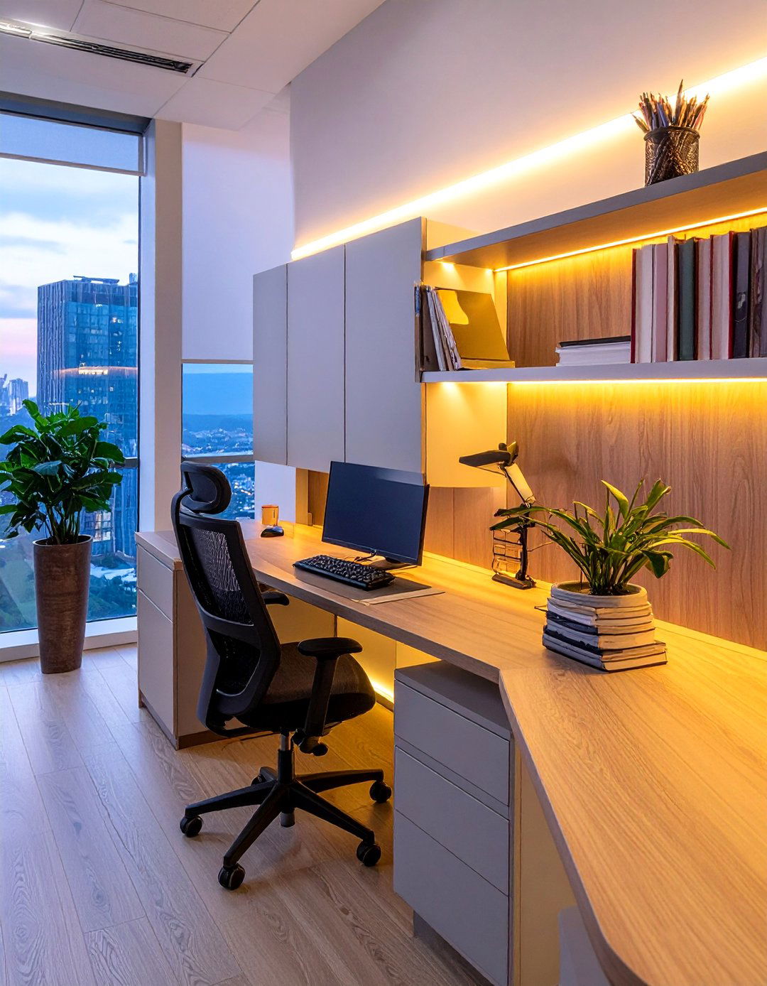 Under Shelf LED Lighting - 30 Cubicle Decor Ideas to Personalize Your Workspace