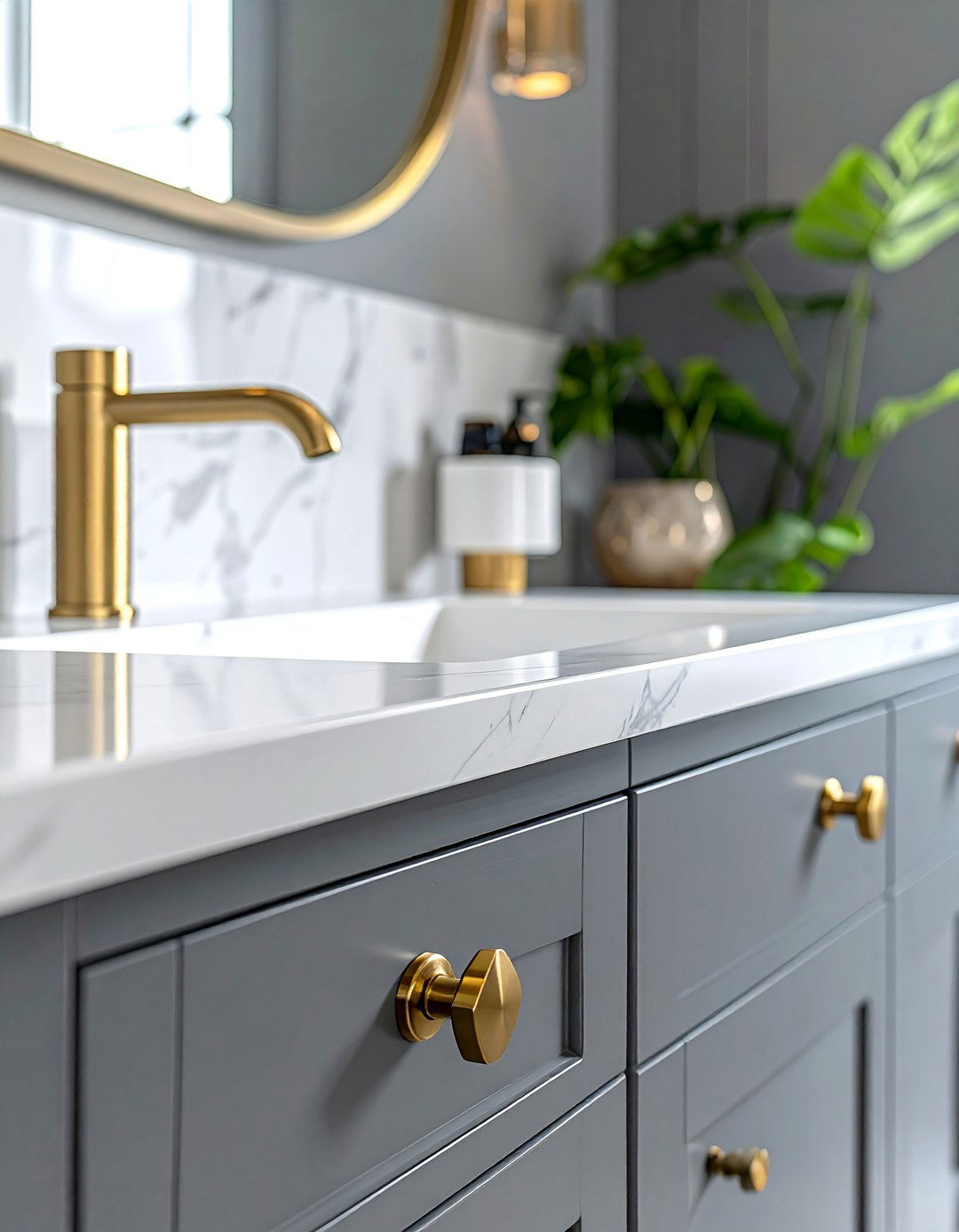 Upgraded Cabinet Hardware - 25 Small Bathroom Ideas on a Budget for Big Impact