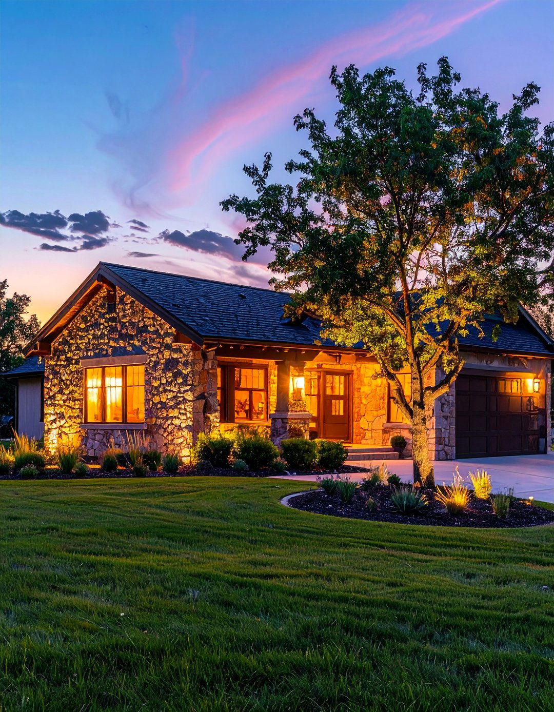 Use Landscape Uplighting to Showcase Your Ranch Home - 40 Curb Appeal Inspiration Ideas for Ranch Homes