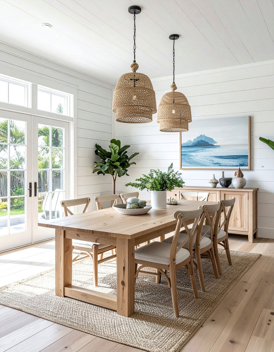 Use of Shiplap on Dining Room Walls - 20 Coastal Dining Room Ideas for a Beachy Vibe