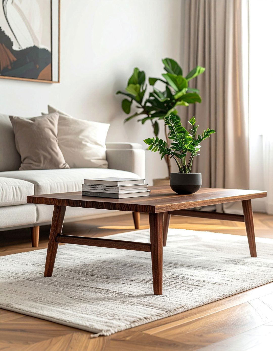 Using Dark Wood Coffee Tables - 40 Transitional Living Room Ideas for Modern Homes