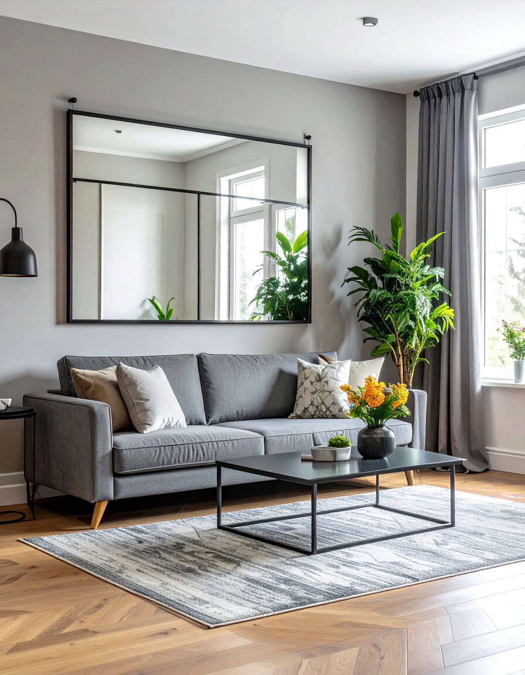 Using Large Mirrors to Enhance Light - 40 Transitional Living Room Ideas for Modern Homes