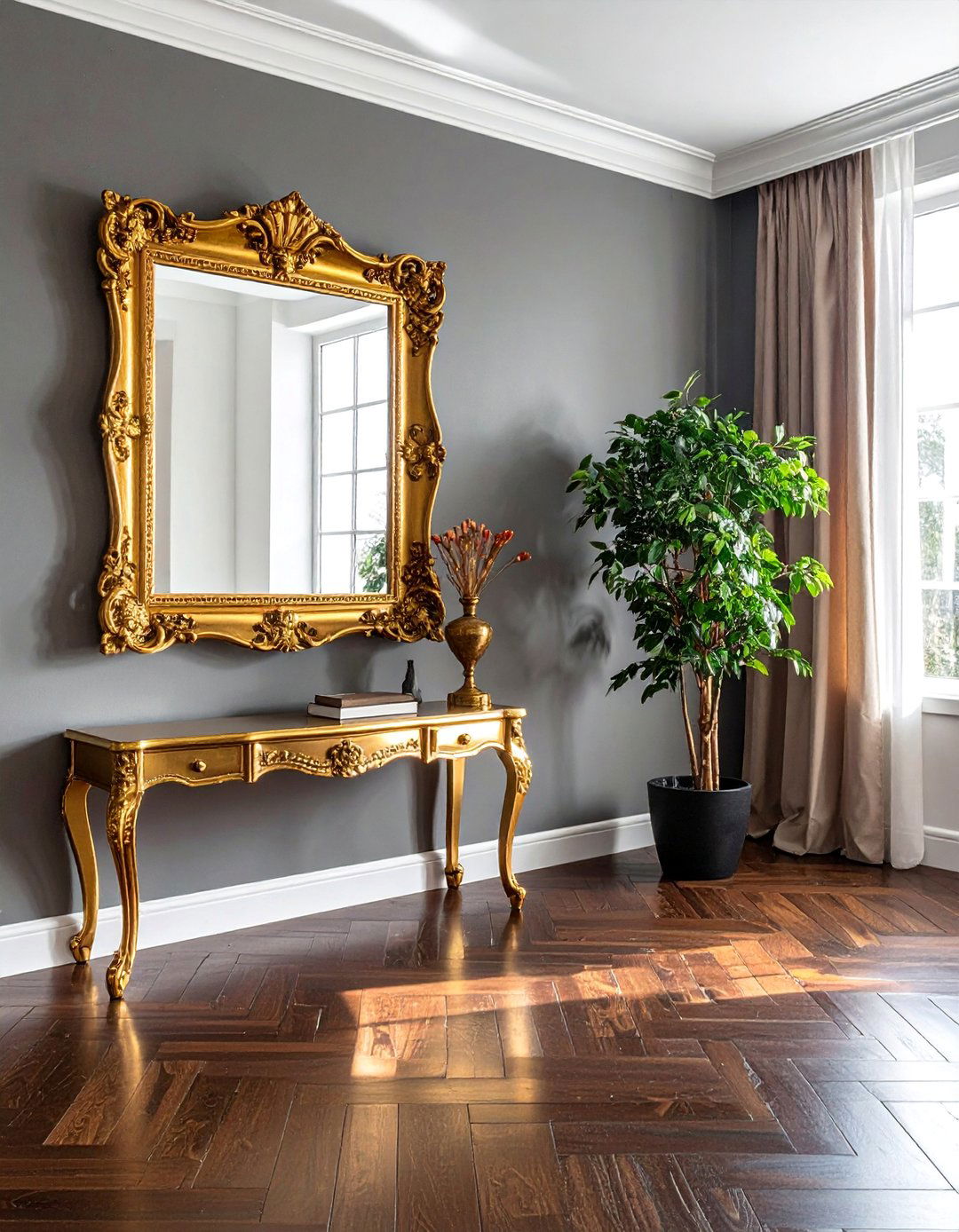 Using Mirrors to Reflect Light and Create Space - 30 Dark Brown Floor Living Room Ideas for a Warm Ambiance