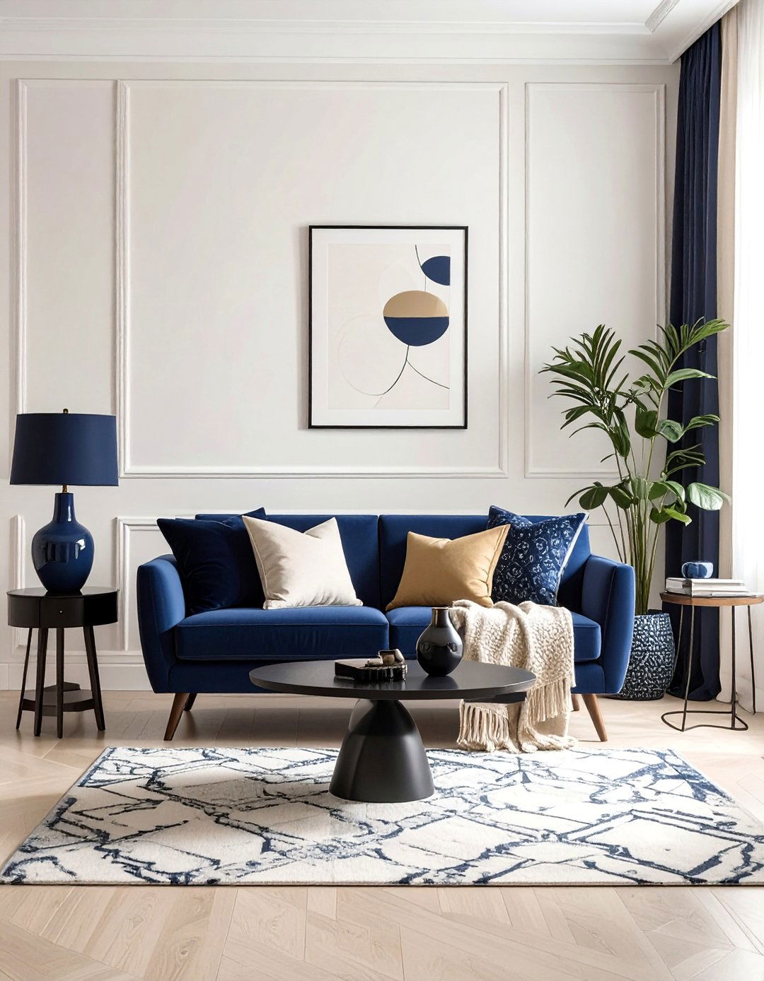 Using Navy in Small Decorative Touches - 25 Navy and Cream Living Room Ideas for Timeless Elegance