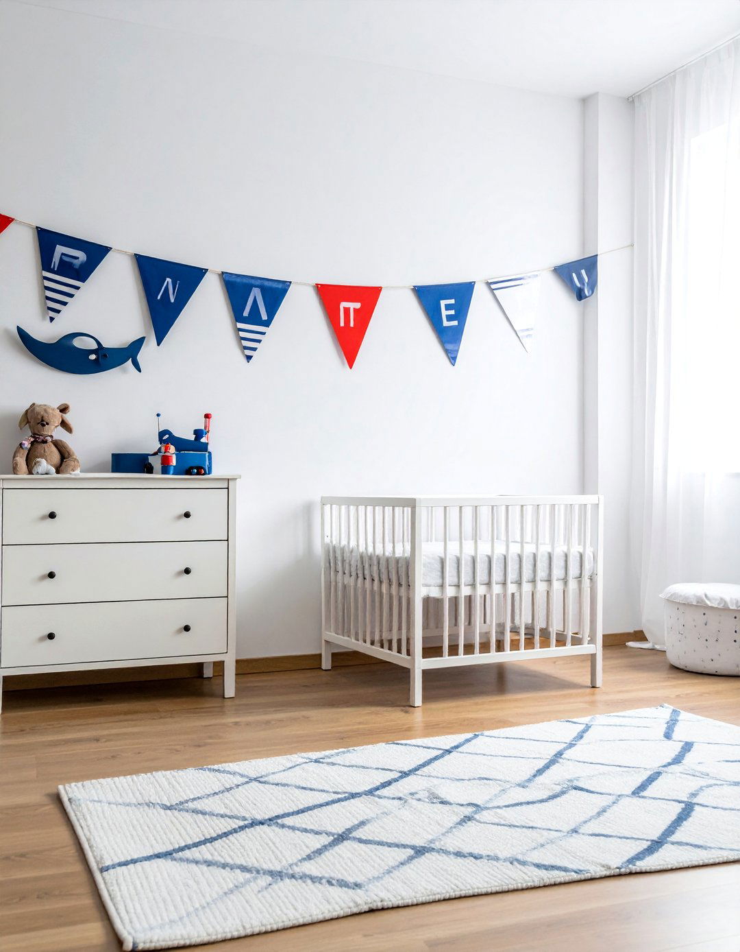 Using Signal Flags for a Pop of Color - 25 Nautical Nursery Ideas for a Coastal-Themed Baby Room