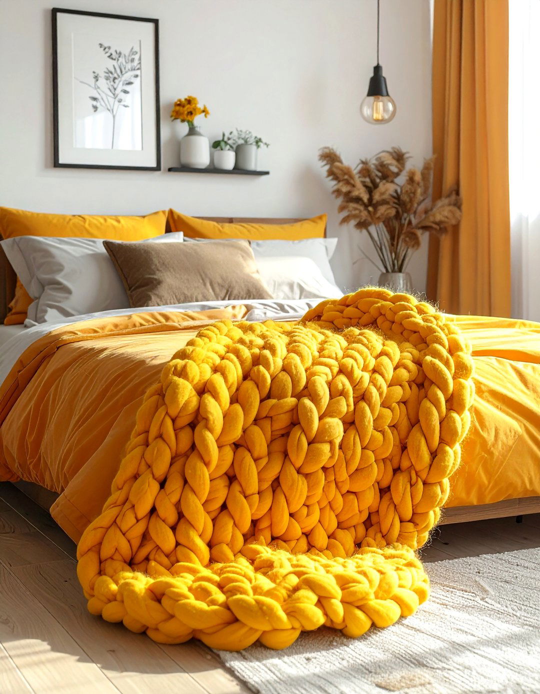 Using Soft Chunky Knit Blankets - 40 Cozy Bedroom Ideas for a Relaxing Retreat