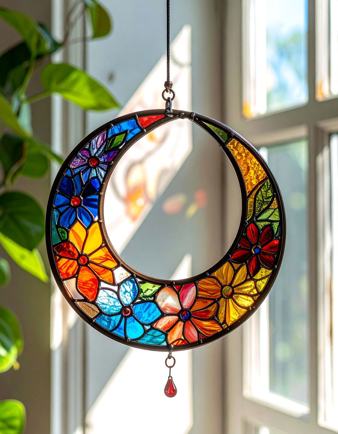 Using Stained Glass Inspired Suncatchers - 30 Whimsigoth Decor Ideas to Enchant Your Space