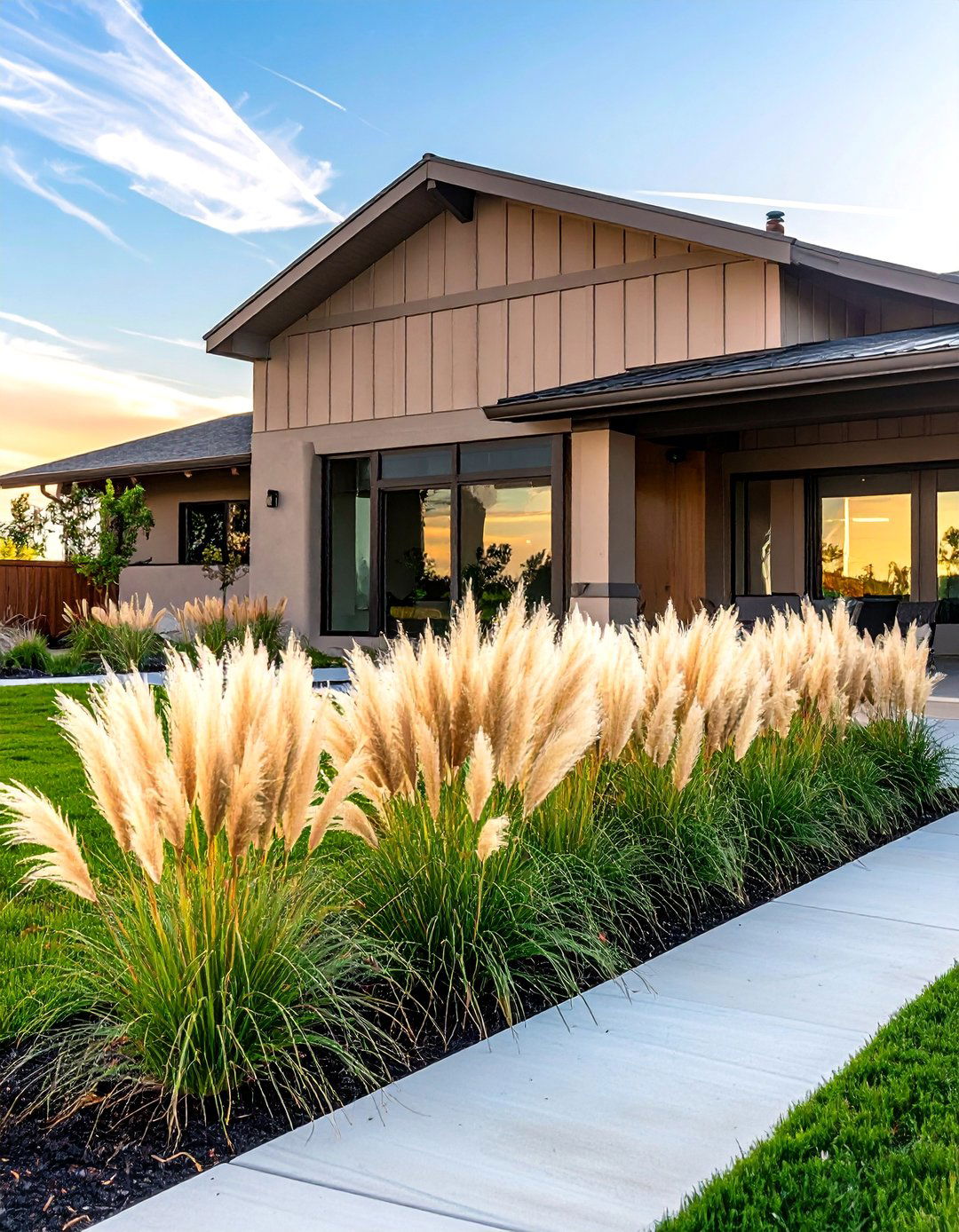 Utilize Ornamental Grasses for Texture in Your Ranch Home Landscaping - 40 Curb Appeal Inspiration Ideas for Ranch Homes