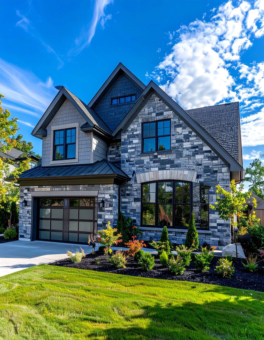 Variegated Gray Brick Exterior - 30 Gray Brick Exterior Home Ideas for Modern Elegance
