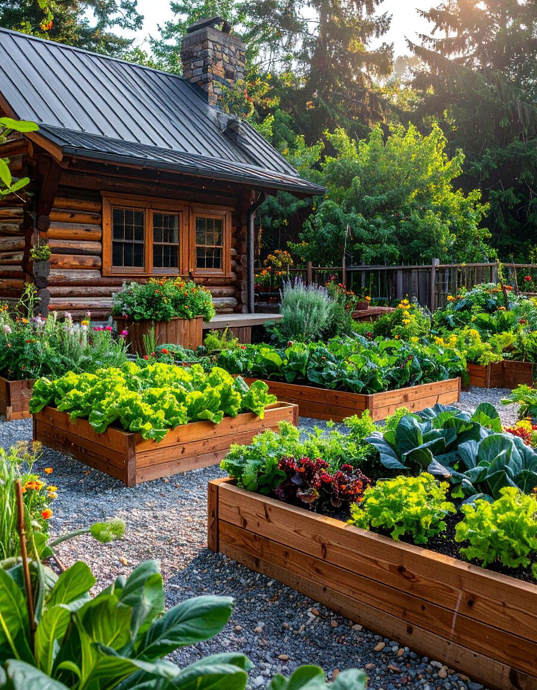 Vegetable and Herb Garden Plots - 25 Log Cabin Landscaping Ideas for Rustic Appeal