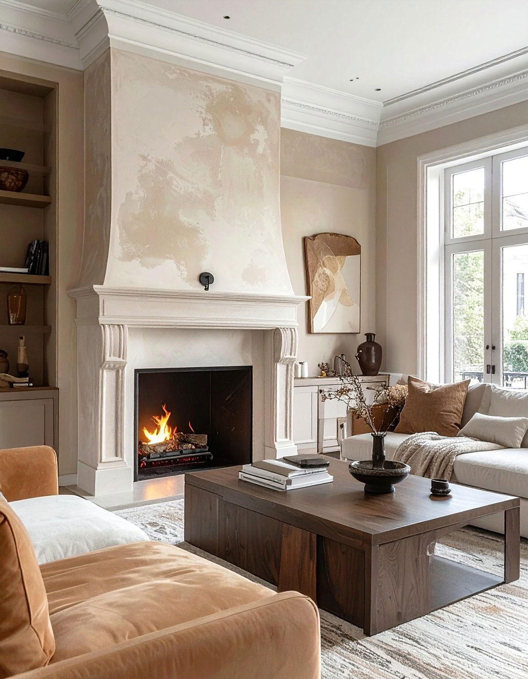 Venetian Plaster Finish Treatments - 40 Modern Fireplace Ideas to Warm Up Your Home