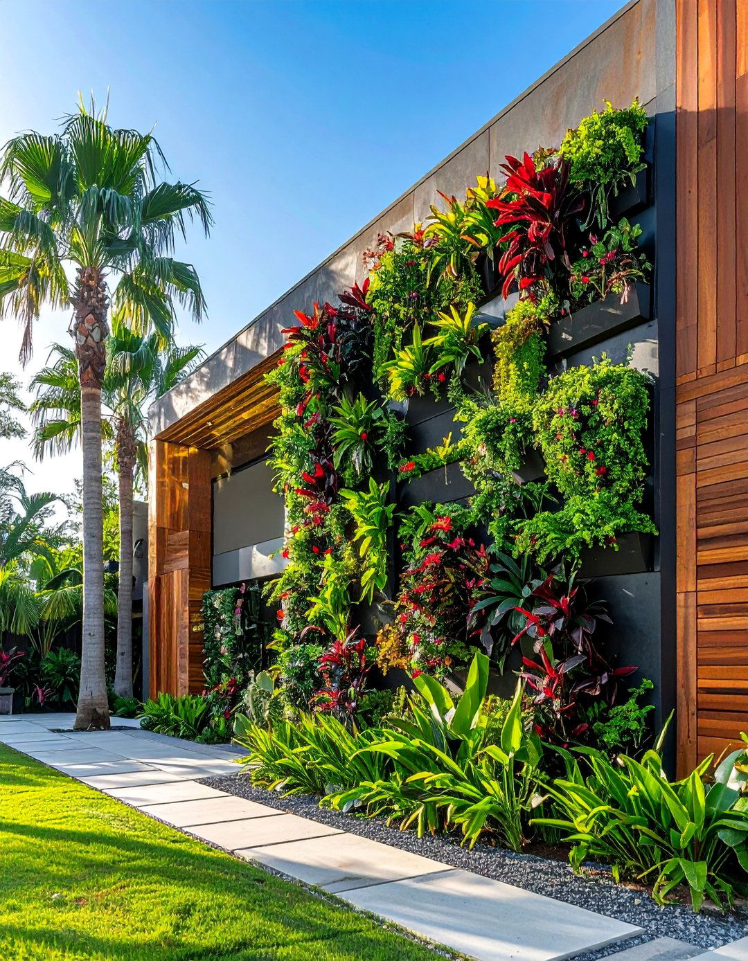 Vertical Garden Palm Living Wall - 30 Front Yard Palm Tree Landscape Design Ideas