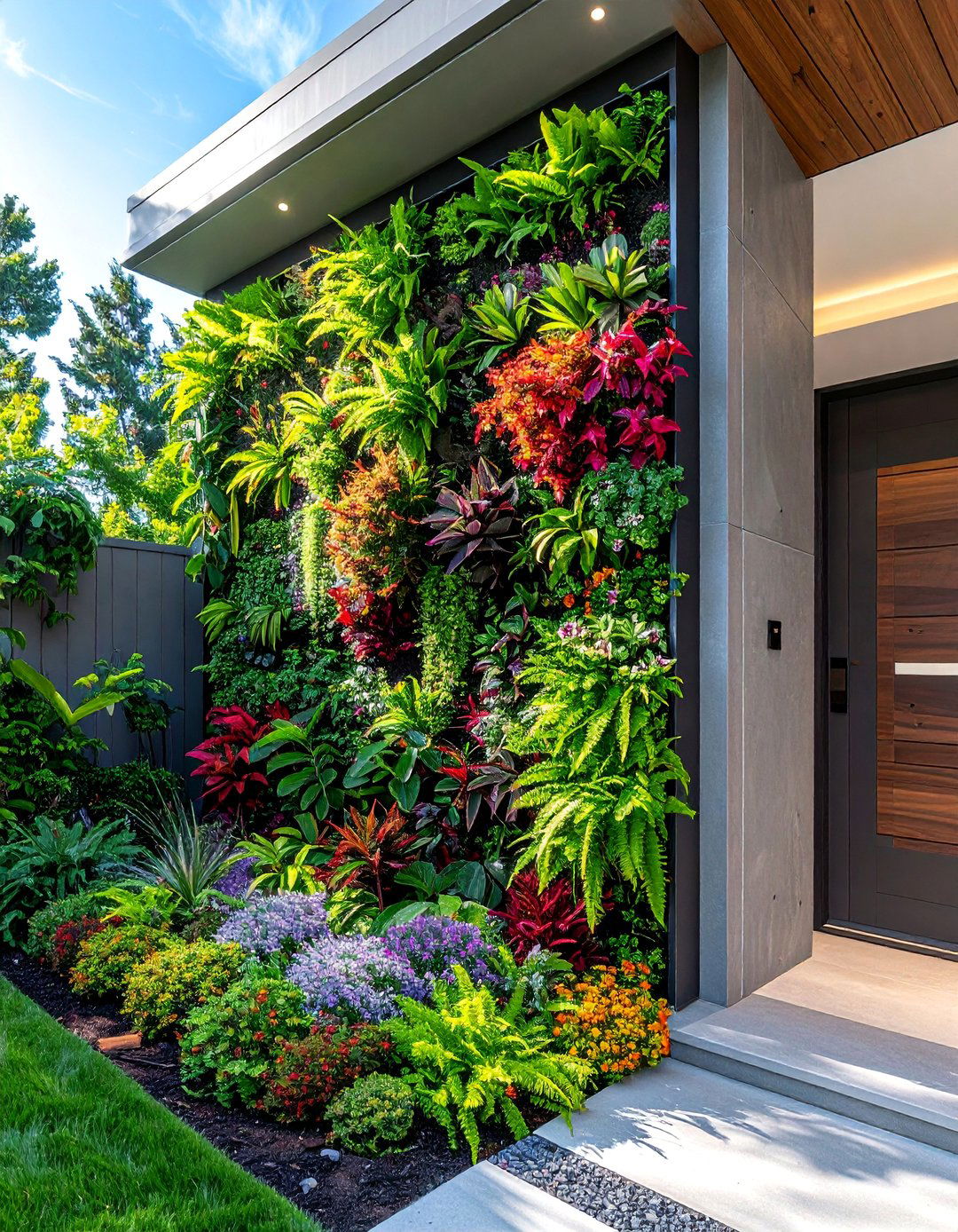 Vertical Garden Wall on a Small Front Porch - 40 Small Front Yard Landscaping Ideas to Boost Curb Appeal