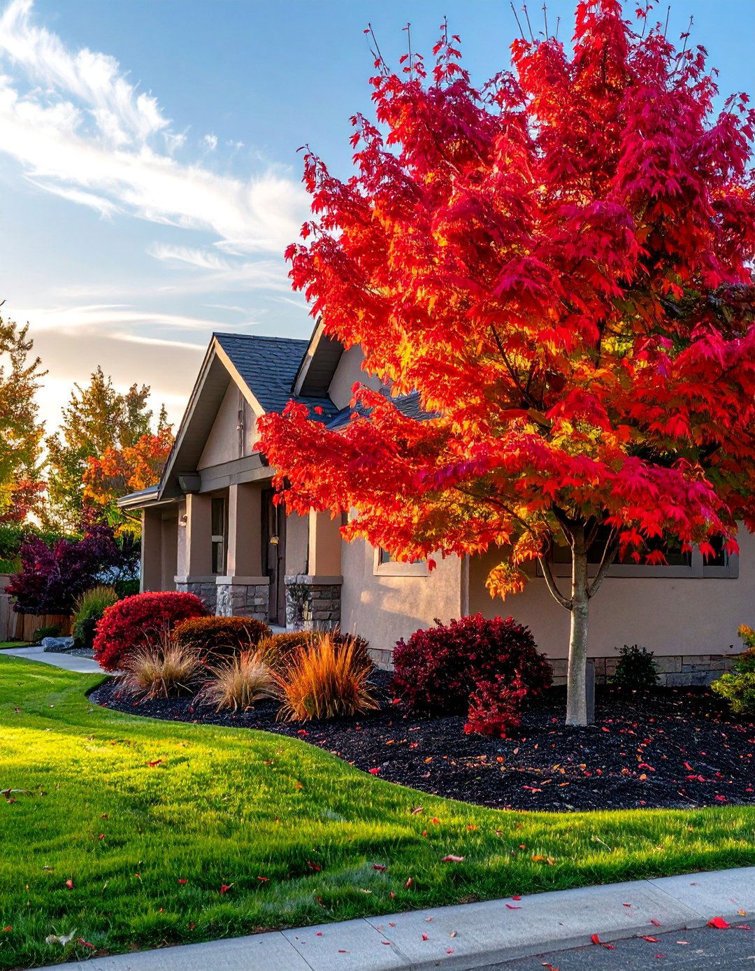 Vertical Interest with Ornamental Trees for a Ranch House - 30 Ranch House Landscaping Ideas for Curb Appeal