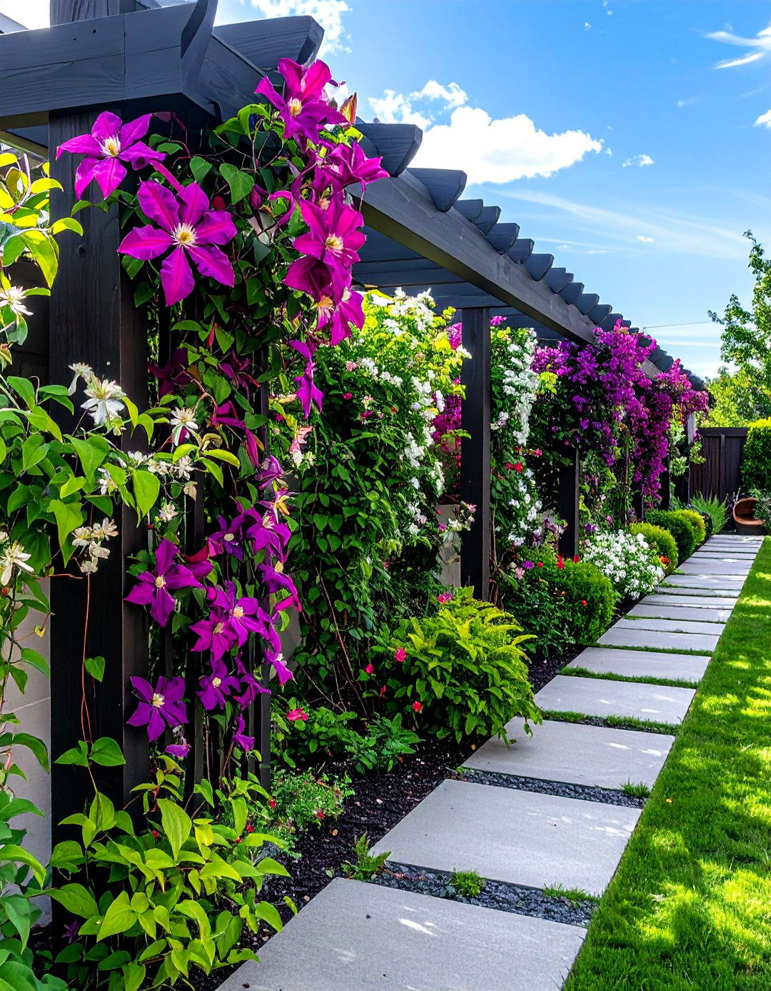 Vertical Trellis for a Narrow Garden - 20 Narrow Garden Ideas to Maximize Small Spaces