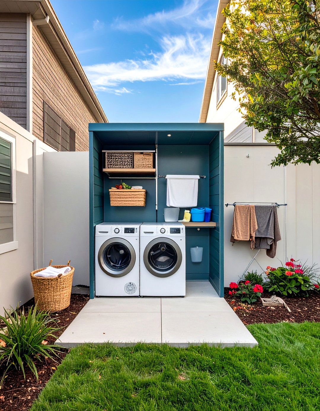 Vertical Wall Mounted Outdoor Laundry System - 30 Outdoor Laundry Room Ideas for Functionality
