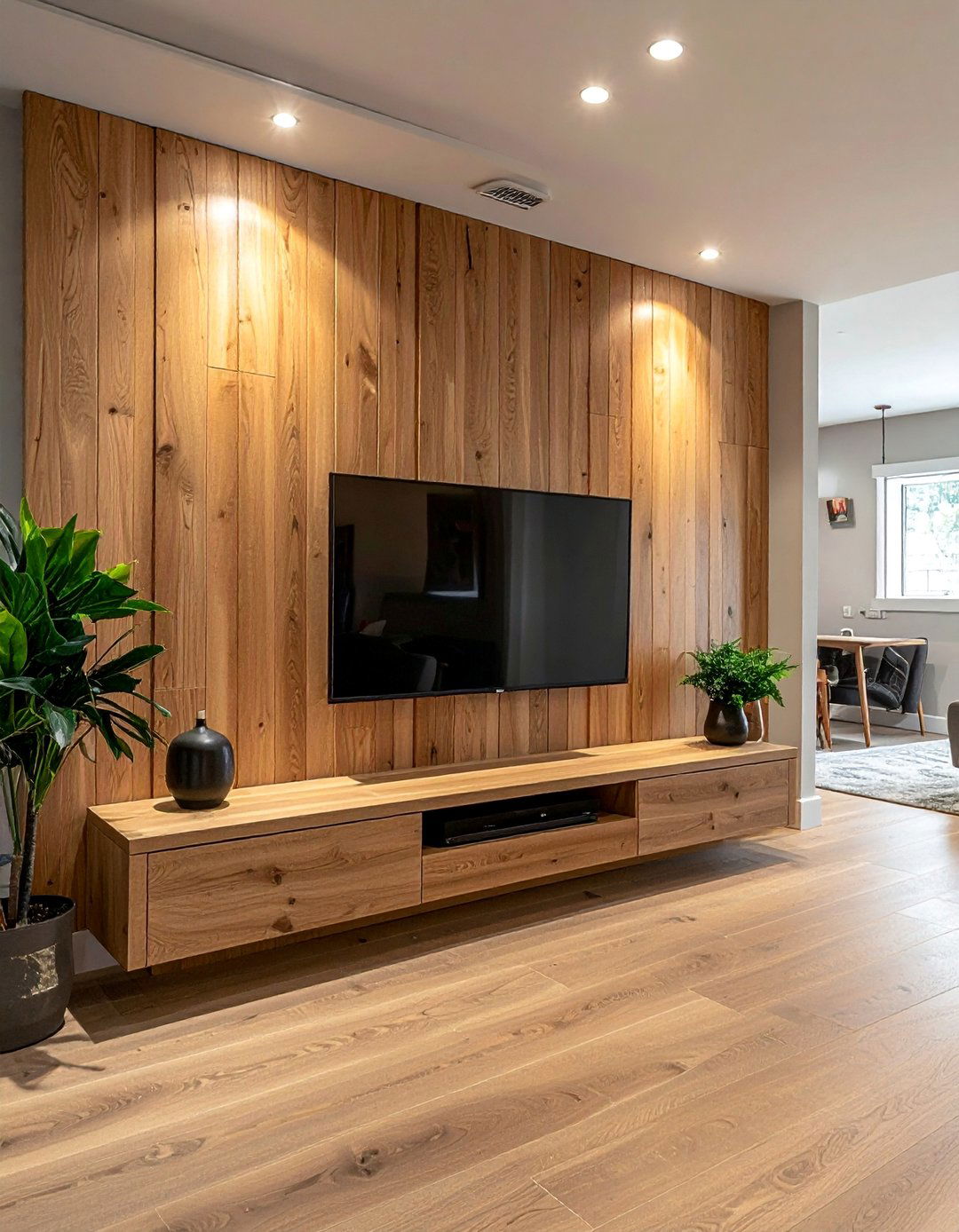 Vertical Wood Slat Basement Accent Wall - 15 Basement Accent Wall Ideas to Transform Your Space