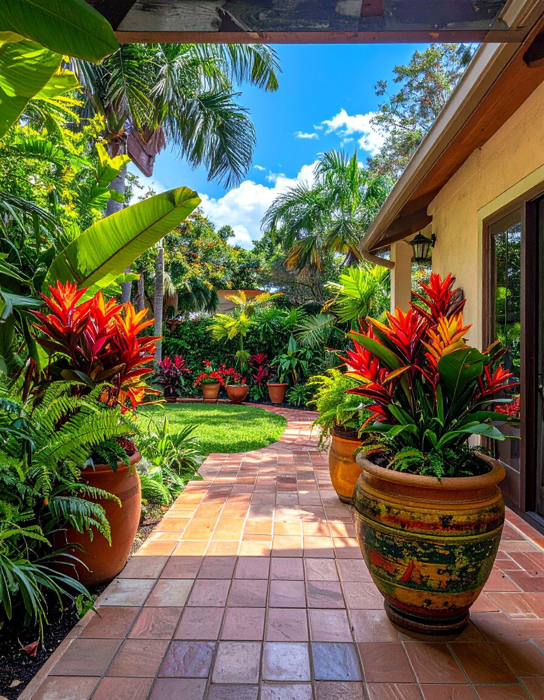 Vibrant Tropical Container Garden Display - 30 Florida Backyard Ideas for a Tropical Oasis