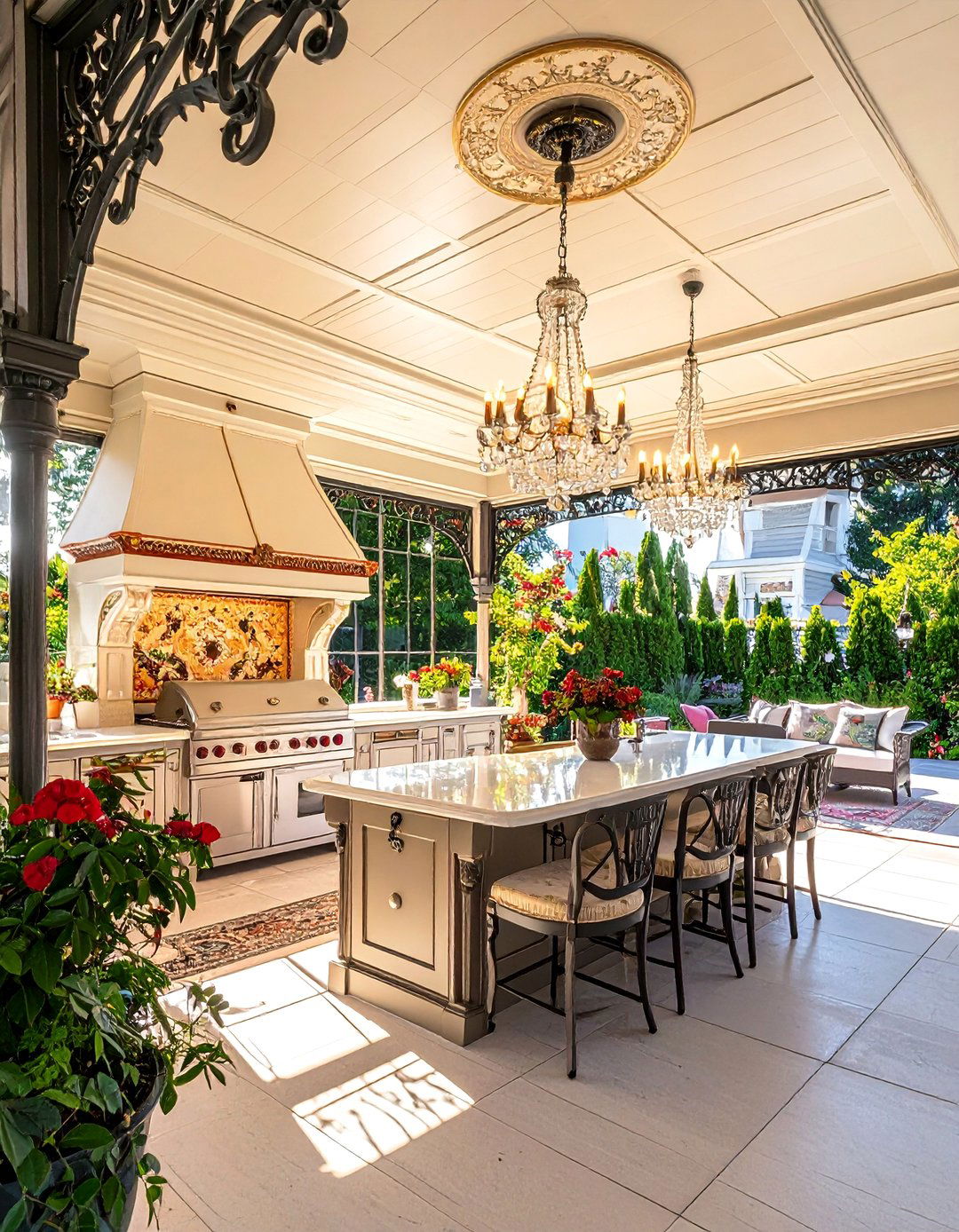 Victorian Elegance Outdoor Kitchen - 20 Outdoor Kitchen with a Gazebo Ideas for Entertaining