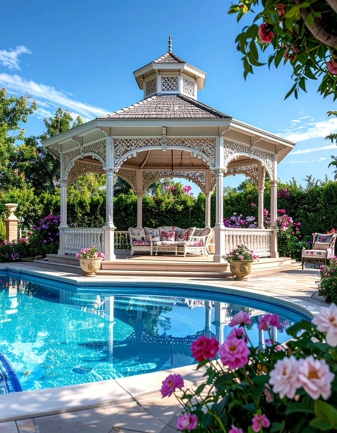 Victorian Ornate Pool Gazebo - 15 Pool Gazebo Ideas for a Relaxing Backyard Retreat