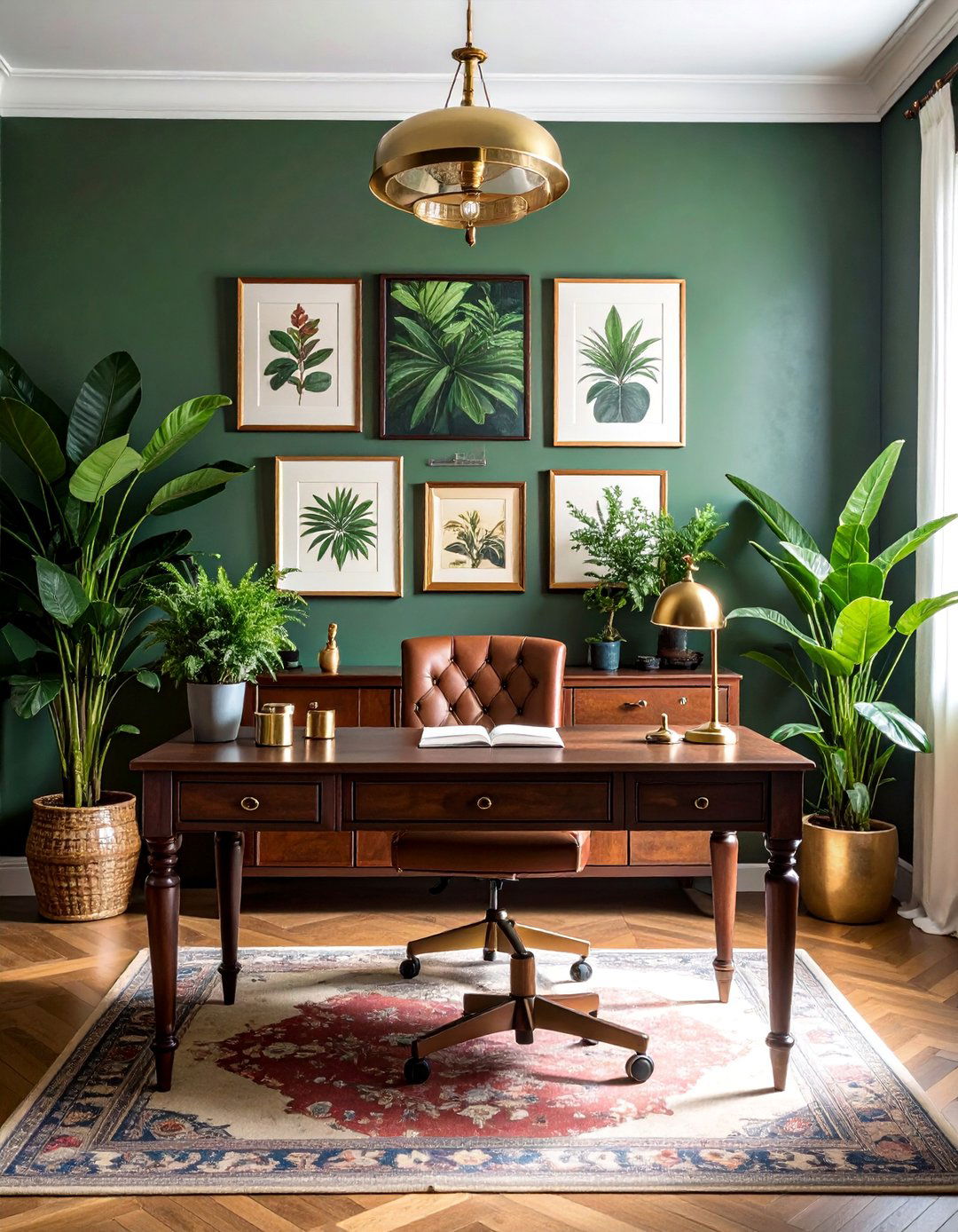 Vintage Botanical Prints Eclectic Home Office - 25 Eclectic Home Office Ideas for Creative Workspaces