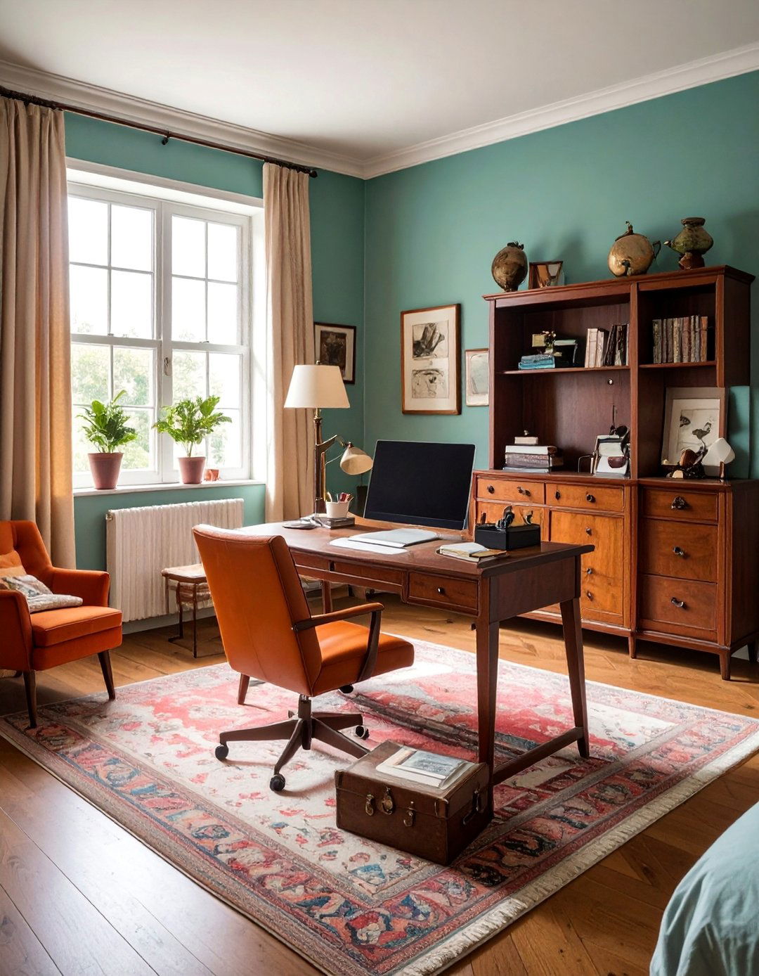 Vintage Charm Retro Office - 40 Bedroom Office Ideas for a Productive Space