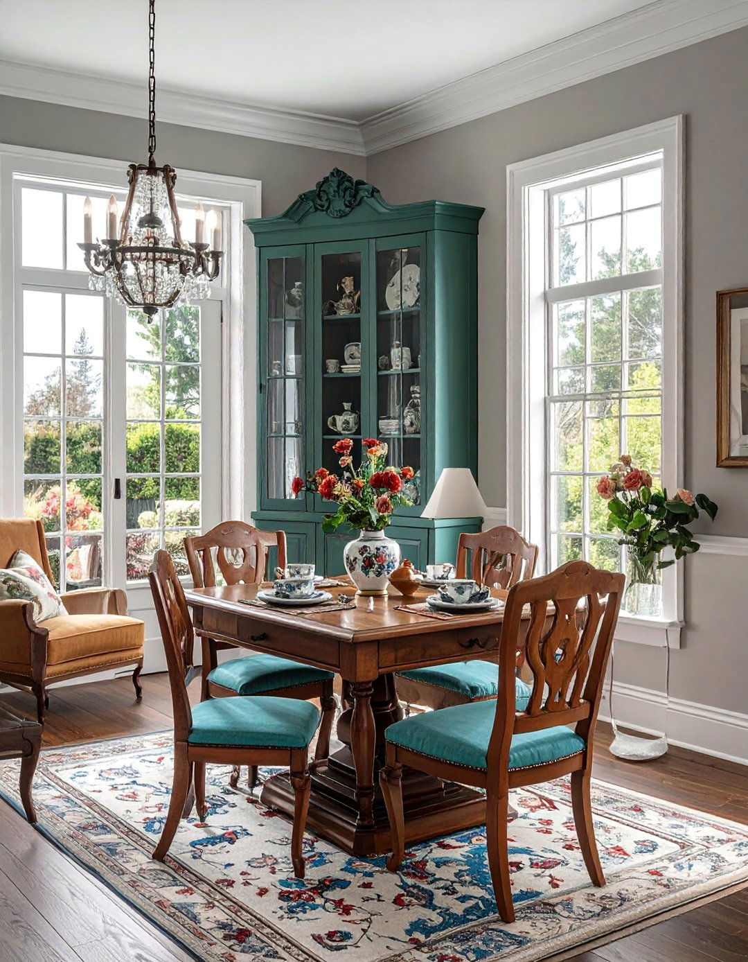 Vintage China Cabinet Displays - 40 Dining Room Decor Ideas to Elevate Your Meals