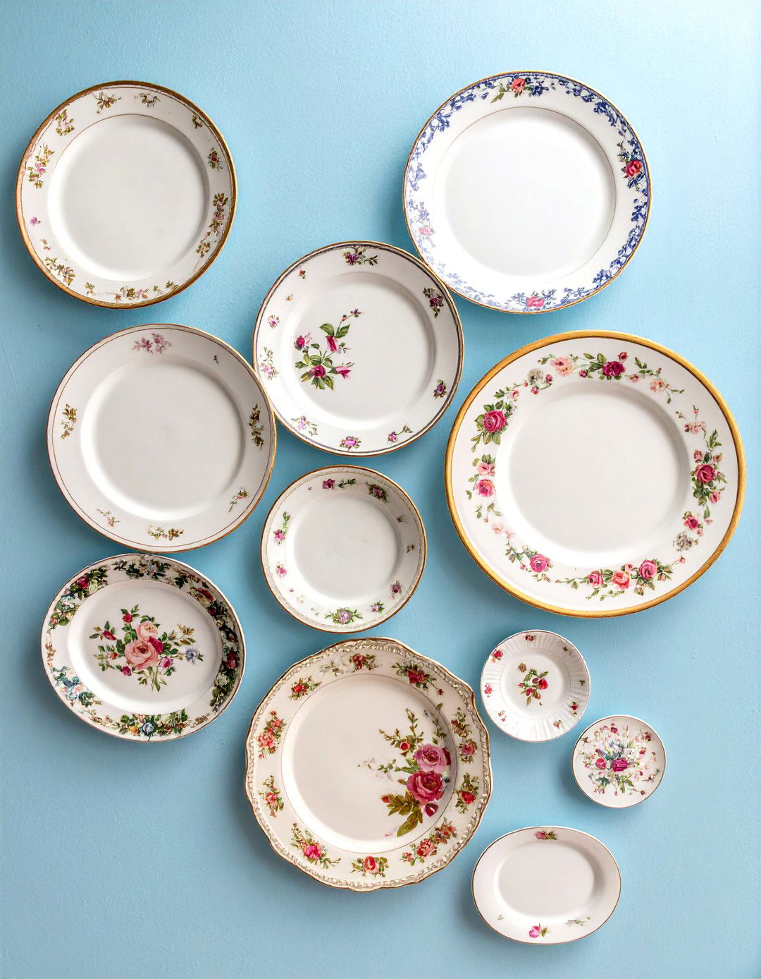Vintage China Plates as Wall Decor - 25 Shabby-chic Style Living Room Ideas for Charm