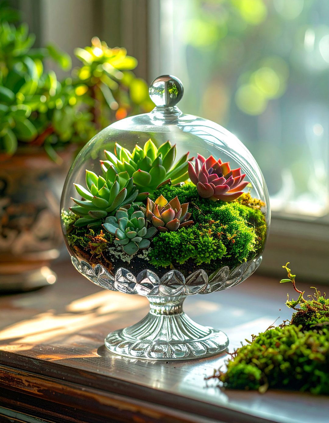 Vintage Glassware Terrarium - 40 Terrarium Ideas to Bring Nature Indoors